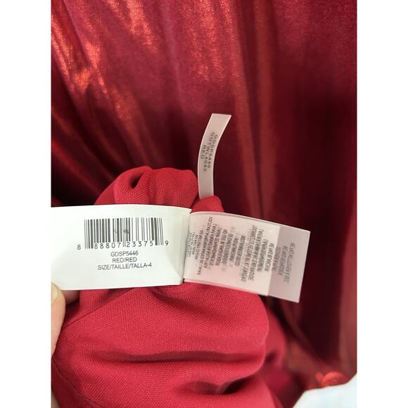 Guess Red Metallic Foil Dress Size 4 Prom Cocktail Strappy NWT $128 - Picture 10 of 11